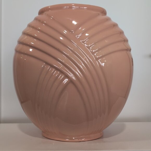 Other - Vintage Post Art Deco Rose Salmon Light Mauve 12" Tall Ceramic Vase